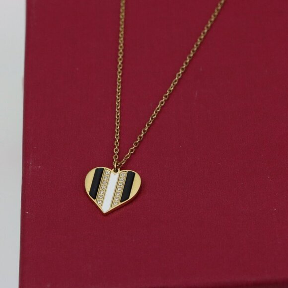 Gold Heart Pendant Yellow Necklace with Crystal Accent, XPNL0362 - Picture 3 of 12